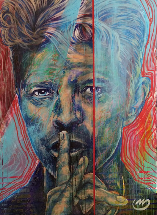 Painting titled "Blue David Bowie" by Pierre Emile Andre (13), Original Artwork, Acrylic
