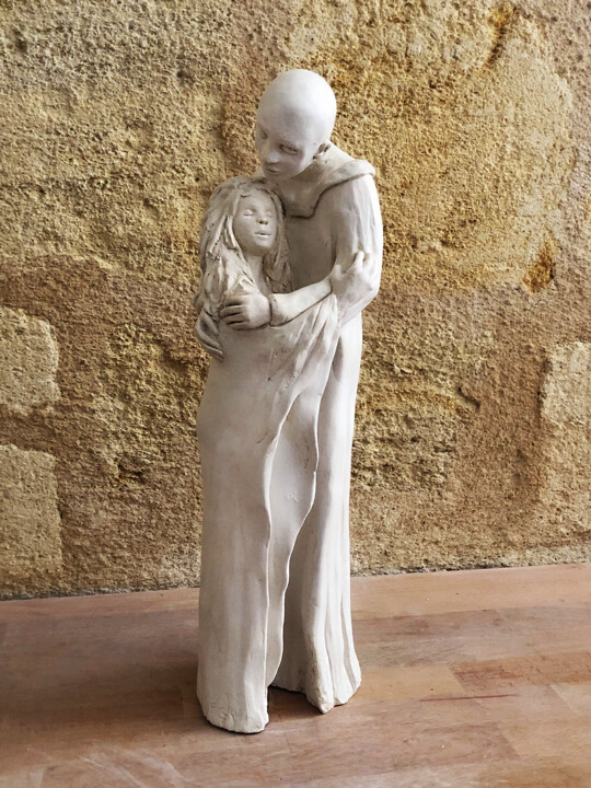 Sculpture titled "COMPLICITE" by Pierre Florence, Original Artwork, Terra cotta