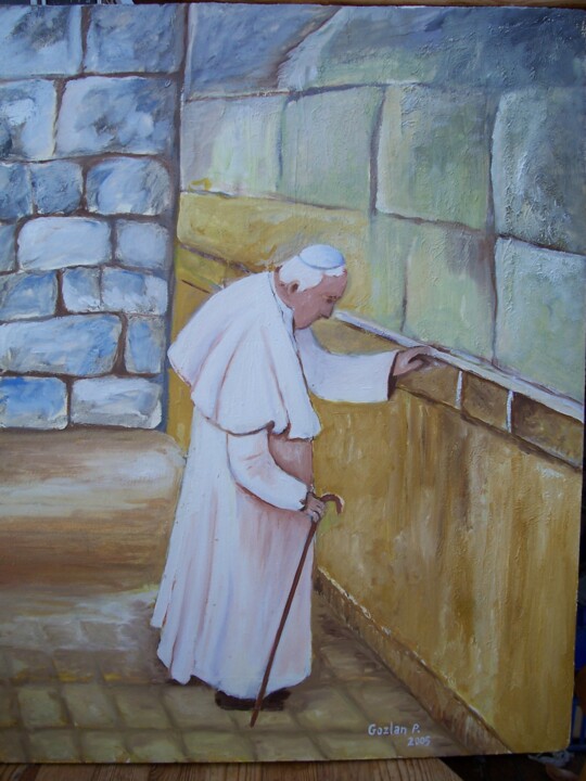 Painting titled "Pape au mur des lam…" by Pierre Isaac Gozlan, Original Artwork