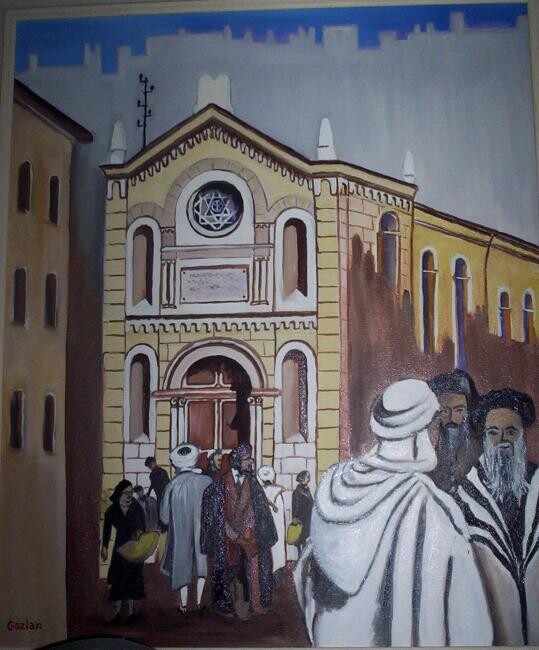 Painting titled "la_synagogue_peintu…" by Pierre Isaac Gozlan, Original Artwork