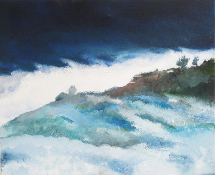 Painting titled "Brouillard au monas…" by Pierre Hédrich, Original Artwork, Acrylic