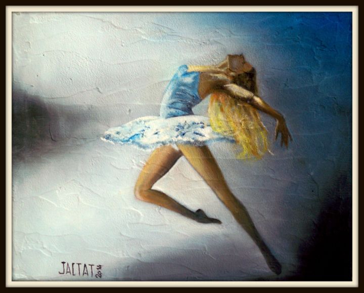 Peinture intitulée "Blue Swan" par Pierre Jactat, Œuvre d'art originale, Huile