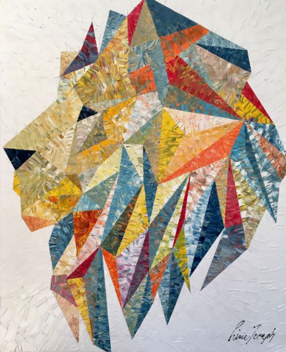 Картина под названием "Like a lion" - Pierre Joseph, Подлинное произведение искусства, Масло Установлен на Деревянная рама д…