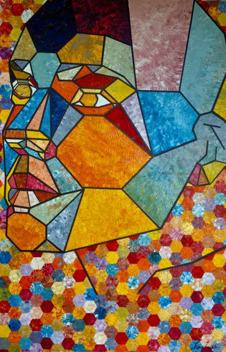 Peinture intitulée "Mosaic vitrail" par Pierre Joseph, Œuvre d'art originale, Huile