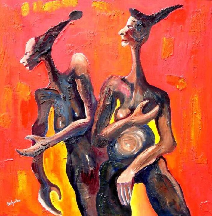 Картина под названием "fierté des femmes a…" - Pierre Laurent Tichadou, Подлинное произведение искусства, Масло