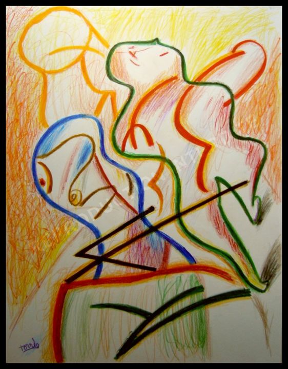 Dessin intitulée "Allons-y !   (Let's…" par Pierre-Louis Torres, Œuvre d'art originale, Crayon