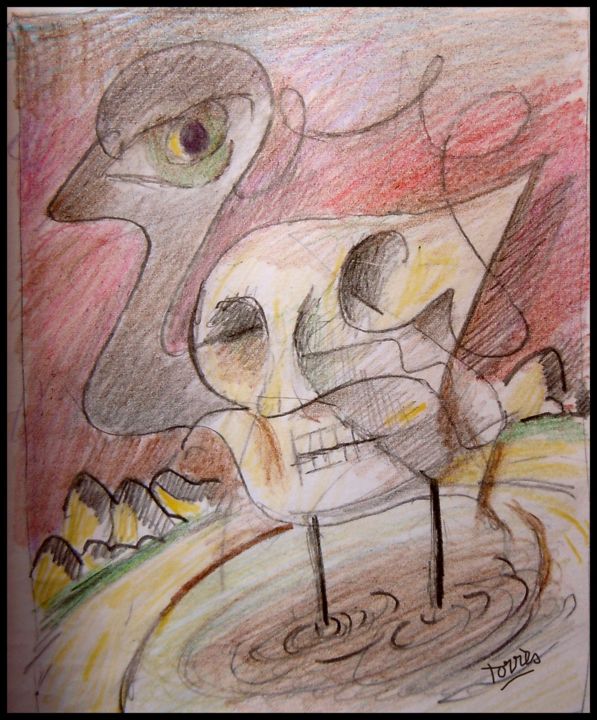 Dessin intitulée "La naissance de Tha…" par Pierre-Louis Torres, Œuvre d'art originale, Crayon