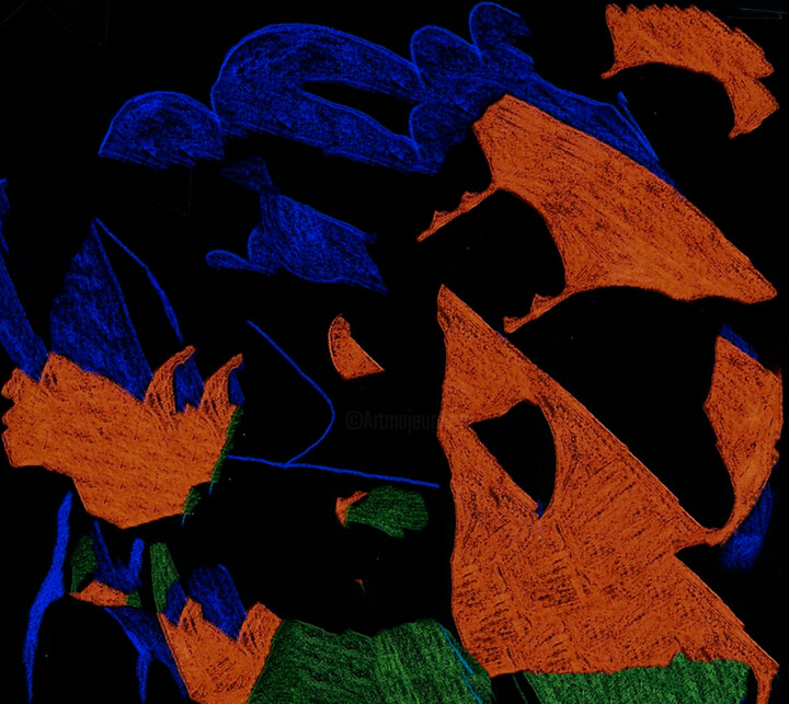 Рисунок под названием "Bonsais cagoulés" - Pierre Martel, Подлинное произведение искусства, Цветные карандаши