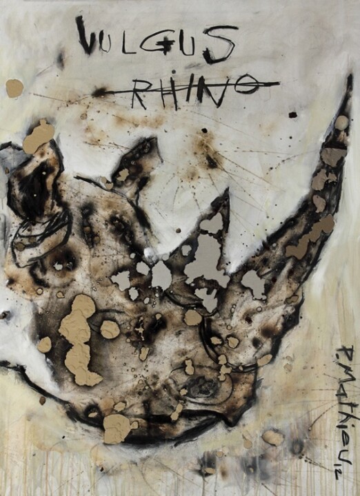 Painting titled "vulgus-rhino-acryli…" by Pierre Mathieu, Original Artwork, Oil