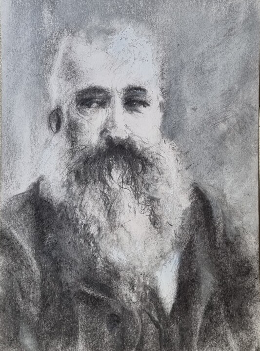 Dessin intitulée "Claude Monet portra…" par Pierre Milosavljevic, Œuvre d'art originale, Crayon