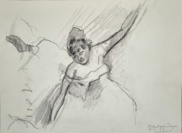 Dessin intitulée "Danseuse saluant d'…" par Pierre Milosavljevic, Œuvre d'art originale, Crayon