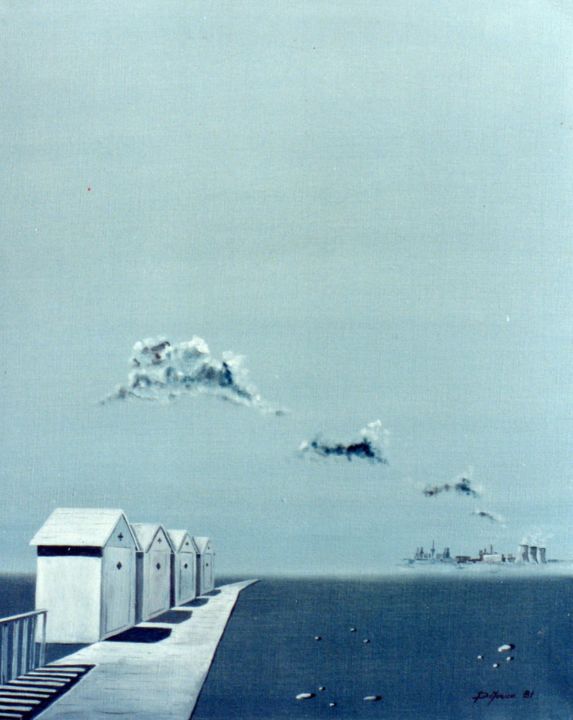 Pintura intitulada "la mer monte" por Pierre Morice, Obras de arte originais, Óleo