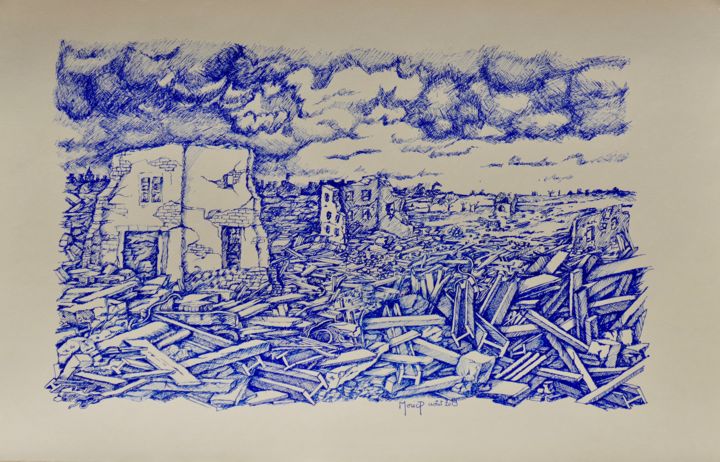 Рисунок под названием "chaos" - Pierre Morice, Подлинное произведение искусства, Чернила