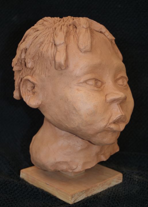 Sculpture titled "enfant Mbouaka" by Pierre Morice, Original Artwork, Terra cotta