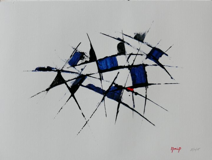 Malerei mit dem Titel "Bleu 786.jpg" von Pierre Morice, Original-Kunstwerk, Öl