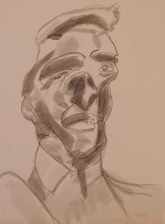 Drawing titled "George Dyer - 3" by Pierre Paszkowski, Original Artwork, Ink