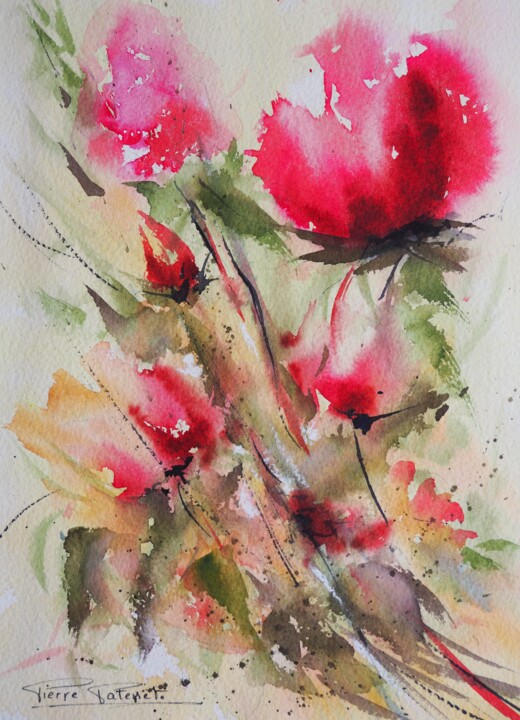 Peinture intitulée "Bouquet." par Pierre Patenet, Œuvre d'art originale, Aquarelle