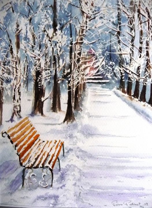 Peinture intitulée "Au parc Monceau à P…" par Pierre Patenet, Œuvre d'art originale, Aquarelle