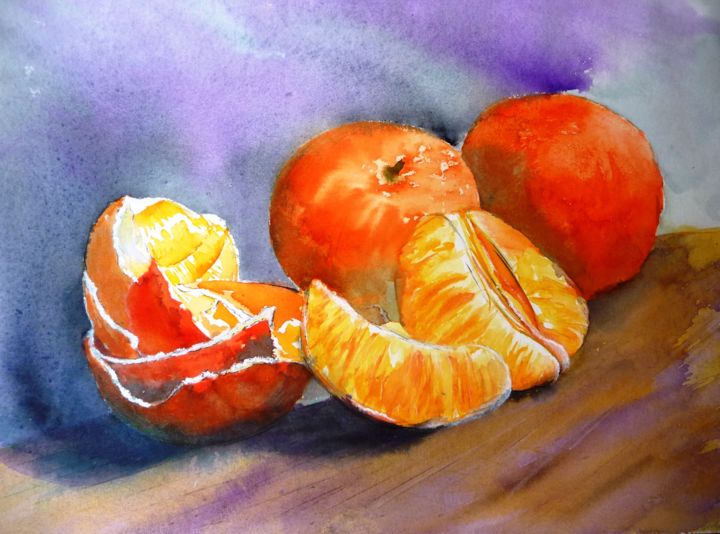 "Les mandarines." başlıklı Tablo Pierre Patenet tarafından, Orijinal sanat, Suluboya