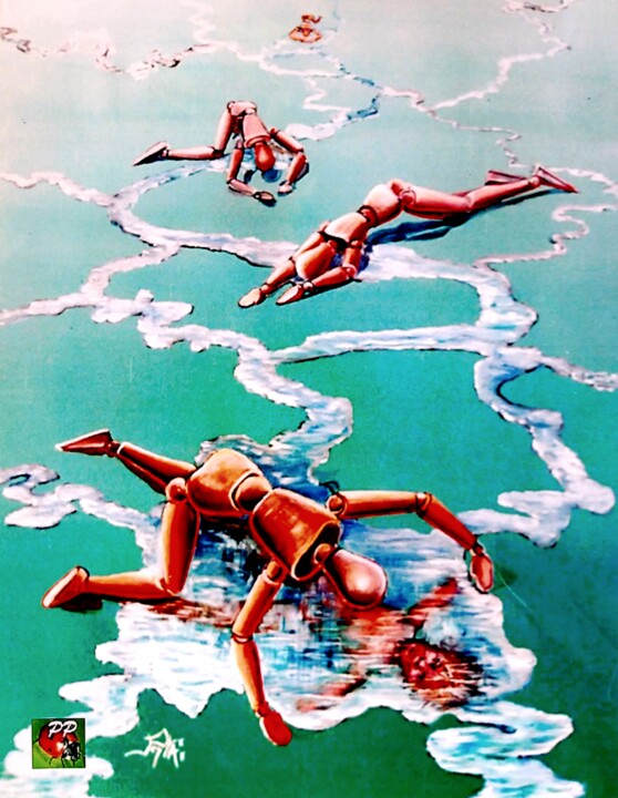 Schilderij getiteld "REFLET" door Pierre Peytavin, Origineel Kunstwerk, Olie Gemonteerd op Andere stijve panelen