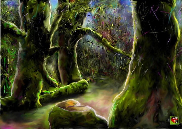 「Forêt mystérieuse」というタイトルのデジタルアーツ Pierre Peytavinによって, オリジナルのアートワーク, 2Dデジタルワーク