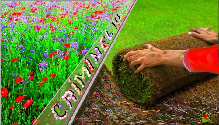 Arts numériques intitulée "la pelouse" par Pierre Peytavin, Œuvre d'art originale, Travail numérique 2D