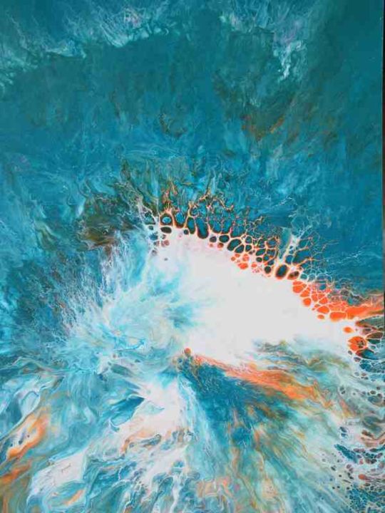 Peinture intitulée "blue corail" par Pierre Pits, Œuvre d'art originale, Huile