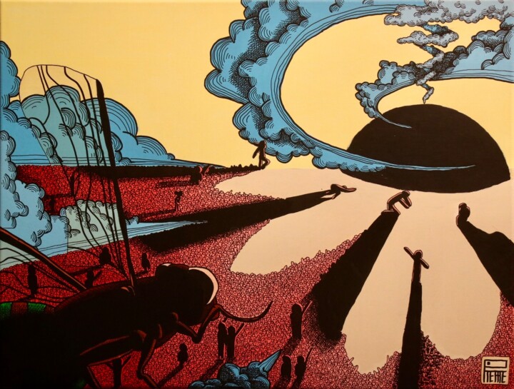 Peinture intitulée "soleil noir" par Pierre Prat, Œuvre d'art originale, Acrylique