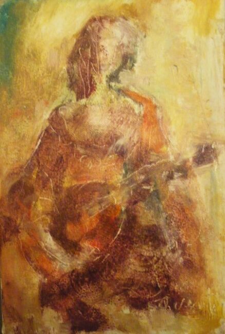 Painting titled "Mandoline" by Pierre Quentel, Original Artwork