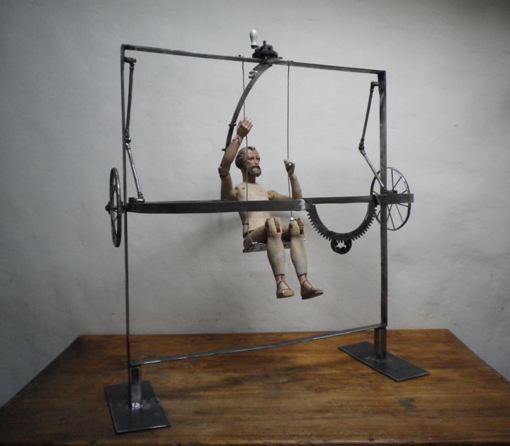Sculpture intitulée "LA BALANCOIRE DE PO…" par Pierre Sidoine, Œuvre d'art originale, Métaux
