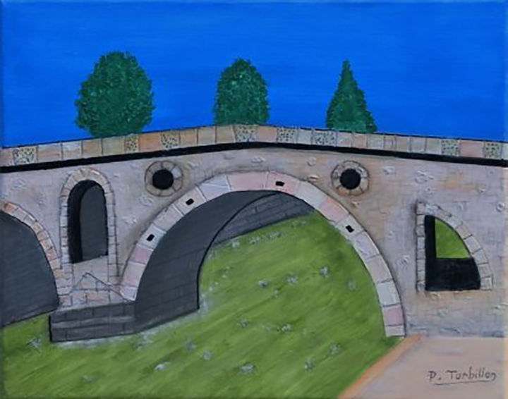 Malarstwo zatytułowany „Pont de Prizren” autorstwa Pierre Turbillon, Oryginalna praca, Akryl