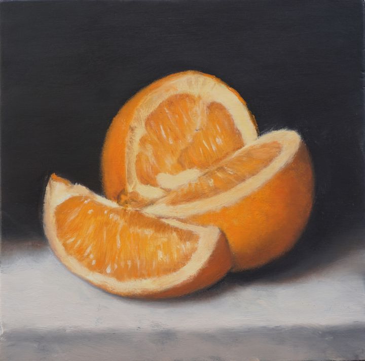 Painting titled "Orange" by Pierre Van Bey, Original Artwork, Oil