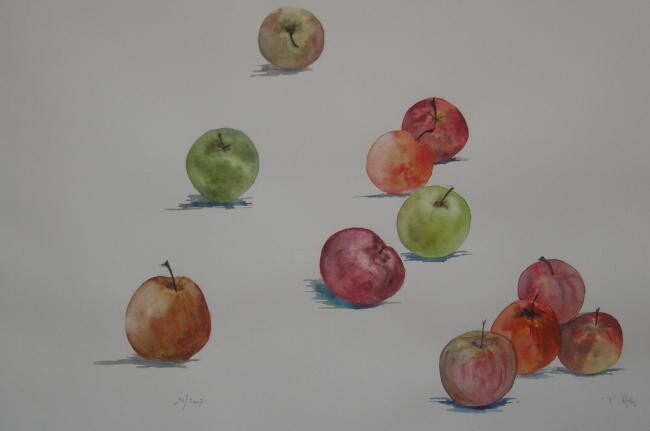 Peinture intitulée "Pommes" par Pierre Varési Pierre, Œuvre d'art originale