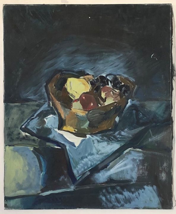 Nature morte, corbeille de fruits Peinture par Pierre Vassal | Artmajeur
