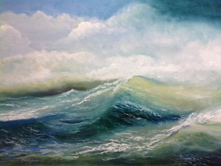 Pintura intitulada "La mer" por Pierre Vastchenko, Obras de arte originais, Óleo