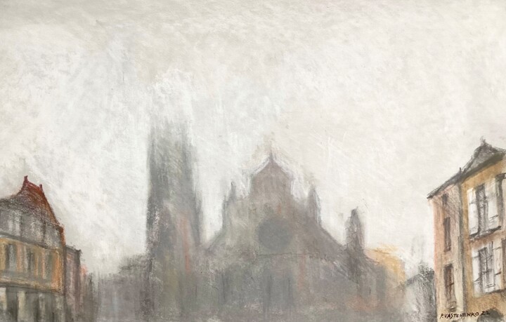 Рисунок под названием "La cathédrale de Ba…" - Pierre Vastchenko, Подлинное произведение искусства, Пастель