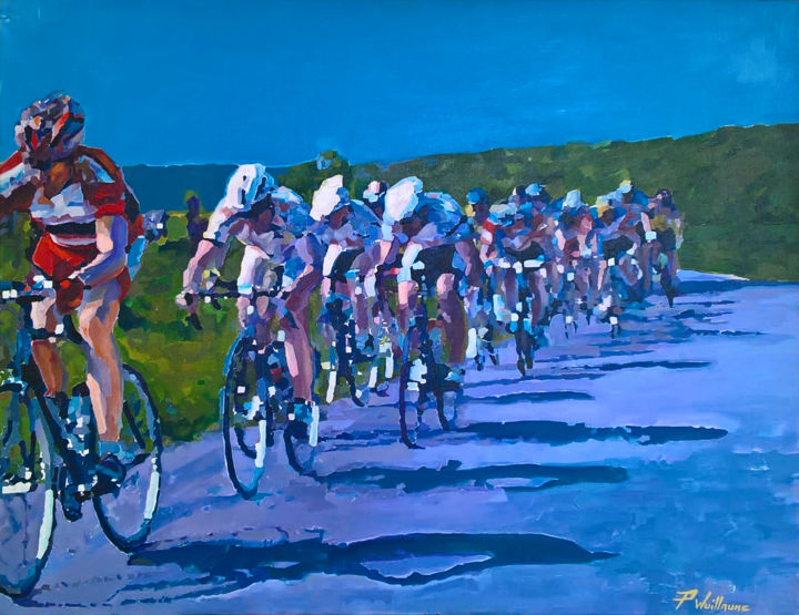 Malarstwo zatytułowany „Tour de France” autorstwa Pierre Wuillaume, Oryginalna praca, Olej