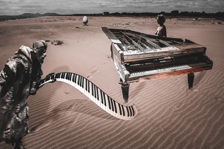 Fotografia intitolato "le facteur de piano" da Pierre Wurtz, Opera d'arte originale, Fotografia digitale Montato su Alluminio