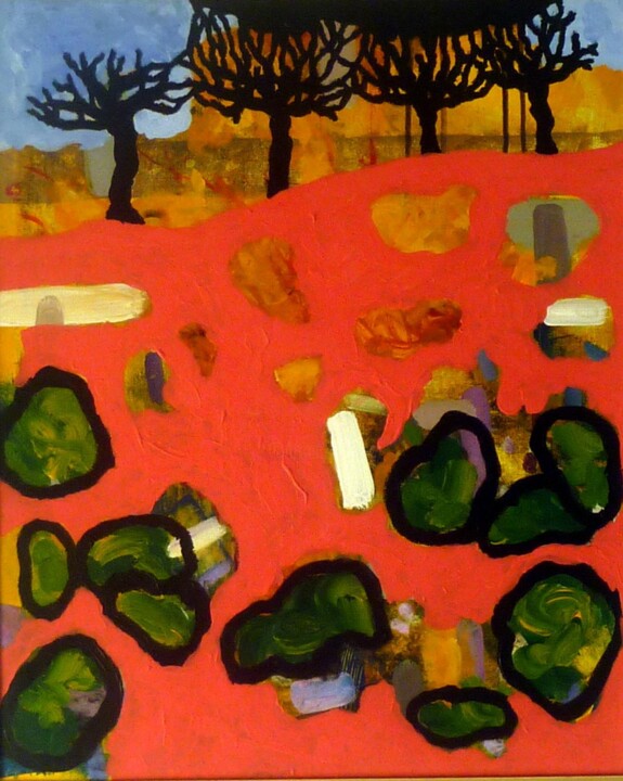 Peinture intitulée "4 arbres.65 x 50 x…" par Pierre-Yves Beltran, Œuvre d'art originale