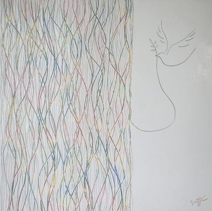 Pintura titulada "Cent trente lignes…" por Pierre-Yves Guitton, Obra de arte original, Acrílico