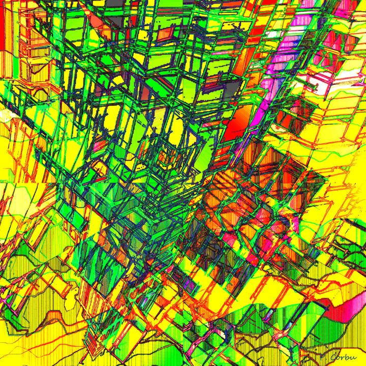 Arts numériques intitulée "DAZZLING CITY" par Pierre Corbu, Œuvre d'art originale, Peinture numérique