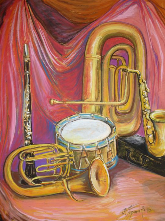 Painting titled "Instruments de la f…" by Pierre Feyeux, Original Artwork, Oil