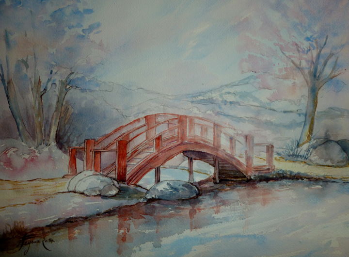 绘画 标题为“Passer le pont” 由Pierre Feyeux, 原创艺术品, 水彩