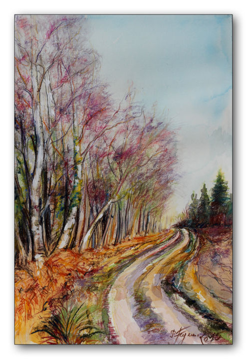 Painting titled "Chemin aux "Oignons…" by Pierre Feyeux, Original Artwork