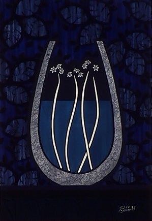 "Vase on blue" başlıklı Tablo Pierre Giusti tarafından, Orijinal sanat