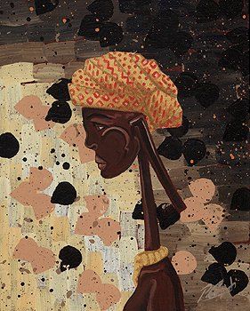 Painting titled "African lady 2" by Pierre Giusti, Original Artwork