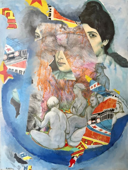 Painting titled "COCO ET LE BAIN TURC" by Pierre Grau, Original Artwork, Acrylic