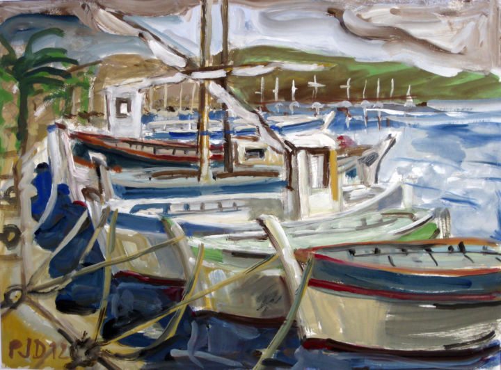 Painting titled "Sanary  pointus dev…" by Pierre Jean Delpeuc'H, Original Artwork, Gouache