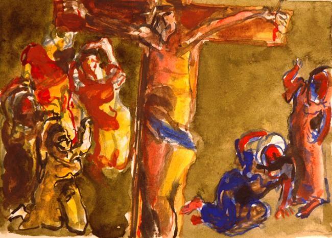 Painting titled "la crucifixion" by Pierre Jean Delpeuc'H, Original Artwork