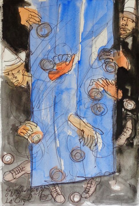 Peinture intitulée "les illusionistes" par Pierre Jean Delpeuc'H, Œuvre d'art originale, Aquarelle
